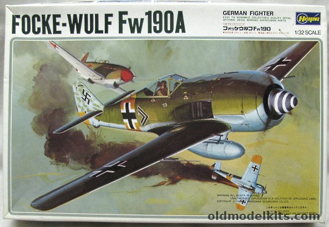 Hasegawa 1/32 Focke-Wulf FW-190 A6 or A8 - With Two SuperScale International Aftermarket Decal Sheets - III/JG54 Green Hearts or JG54 Major Walter Nowotony, S10 plastic model kit